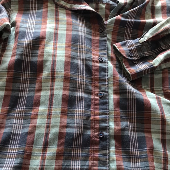 Diane Von Furstenberg Blue Button Down Plaid Shirt, Size 16 - Picture 7 of 7